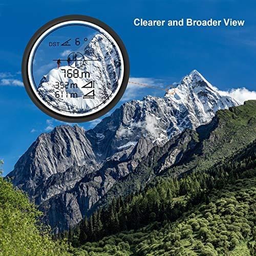 Laser Range Finder 900 Yard, RangeFinder 7X with Pin/Range/Speed/Scanning Model, USB Charging Cable, Wrist Strap, Carrying Case, 1/4'' Mounting Thread for Golf, Hunting, Hiking, Outdoor Using - MLR01