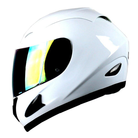 WOW Motorcycle Full Face Helmet Street Bike Glossy White