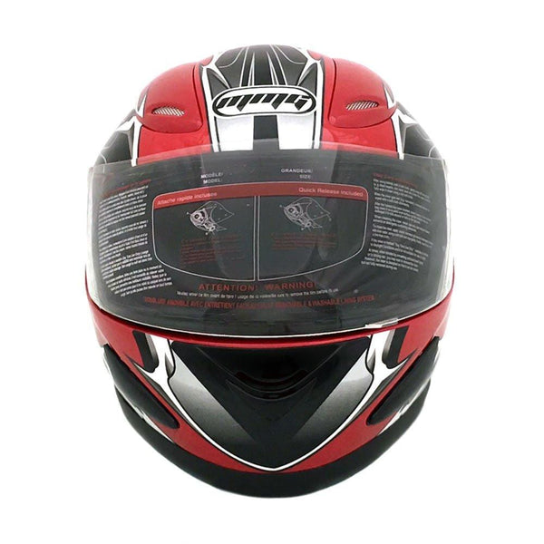 MMG 118S Motorcycle Full Face Helmet DOT Street Legal, Spikes Red, Medium, Includes 2 Visors Clear and Smoked Shield