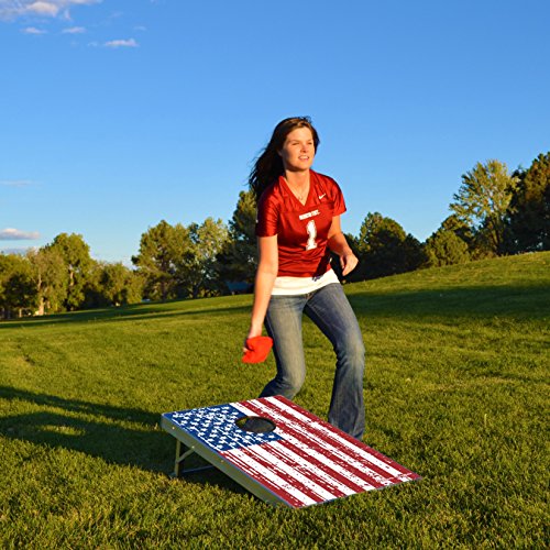 GoSports American Flag CornHole Bean Bag Toss Game Set (8 Bags per Pack), 3 x 2-Feet