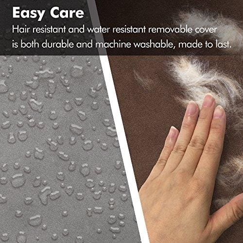 Orthopedic Dog Bed Lounge Sofa Removable Cover 100% Suede 4" Mattress Memory-Foam Premium Prestige Edition 36" x 28" x 9" Pewter Grey Large