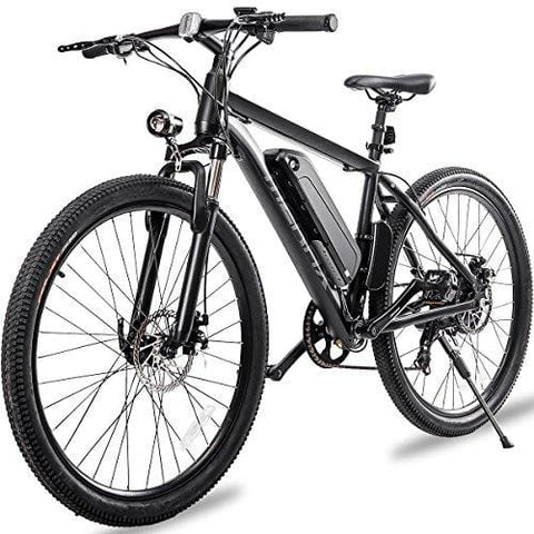 Merax 26” Aluminum Electric Mountain Bike 7 Speed E-Bike, 36V Lithium Battery 350W Electric Bicycle for Adults (Black)