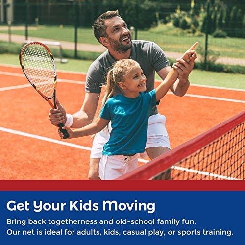 Boulder Portable Badminton Net - 14-Ft Small Net Set for Tennis, Soccer Tennis, Pickleball, Badminton- Easy Set-up Nylon Sports Net with Poles - for Indoor or Outdoor Court, Beach, Driveway