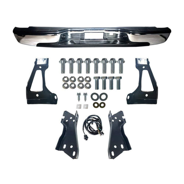 MAPM - Silverado Rear Step Bumper Chrome With Brackets Light Kit Bolts Bar GM1103122 For 1999-2006 Silverado 1500 99-04 Silverado 2500 GMC Sierra 1500 2500
