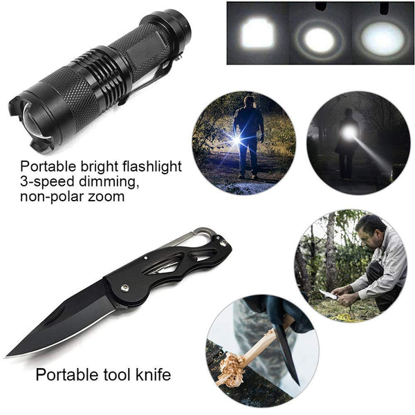 Lanqi Gifts for Men, Emergency Survival kit 16 in 1, Survival Gear, Tactical Survival Tool for Cars, Camping, Hiking, Hunting, Fishing (Survival kit 1)