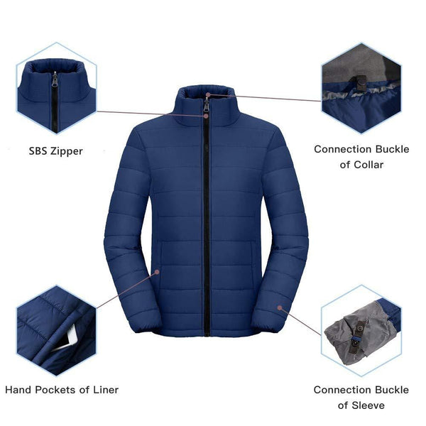Wantdo Women's Windproof 3-in-1 Ski Jacket Waterproof Wind Breaker with Detachable Puffer Liner Insulated Winter Coat for Camping(Navy, Medium)