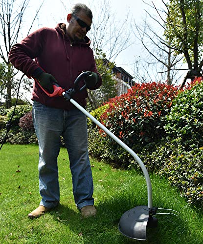 PowerSmart PS8212 7.2 Amp 14-inch Corded String Trimmer, red, Black