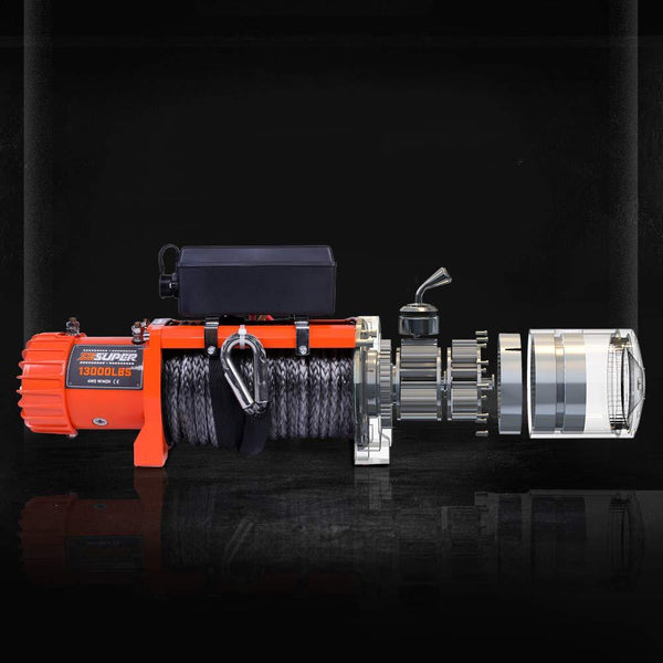 ZESUPER 12V 13000-lb Load Capacity Electric Winch Kit, Waterproof IP67 Electric Winch with Hawse Fairlead, with Both Wireless Handheld Remote and Corded Control