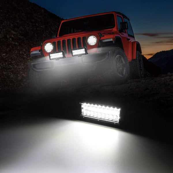 7 Inch LED Light Pods, 2 Pcs 240W Spot Flood Combo Beam 25000LM Triple Row Light Bar Waterproof Led Work Lights&Wiring Harness Kit for ATV UTV Truck Boat Golf Cart Off Road Fog Driving Bumper Light