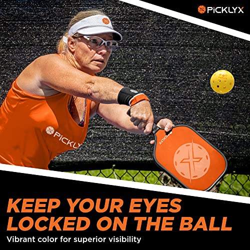 Picklyx 40-Hole Outdoor Pickleball Balls – Set of 4 Plastic, Ultra-Bright Pickleballs for Outdoor Play Games & Practice – Weather-Weighted Pickle Balls with Real Bounce for Superior Play
