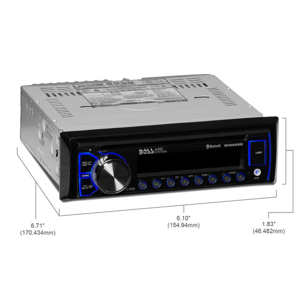 BOSS Audio BV6658B Car Stereo DVD Player - Single Din, Bluetooth Audio and Hands-Free Calling, Built-in Microphone, CD/DVD/MP3/USB/AUX Input, AM/FM Radio Receiver, LCD Display, Wireless Remote Control