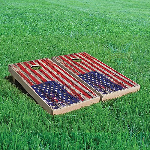 Cornhole Board Skin Wrap Decal - Vinyl Tournament Corn Hole Bean Bag Toss Sticker - Weather Resistant USA Flag Board Game - For Children Adults Colleges Festivals & Bars - 24.5x48.5 (USA)