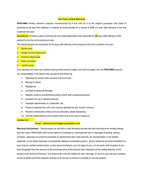 PROYAMA 26cc 5 in 1 Trimming Tools, Multi Functional Sets Gas Hedge Trimmer, String Trimmer, Brush Cutter, Pole Chainsaw Pruner with Extension Pole