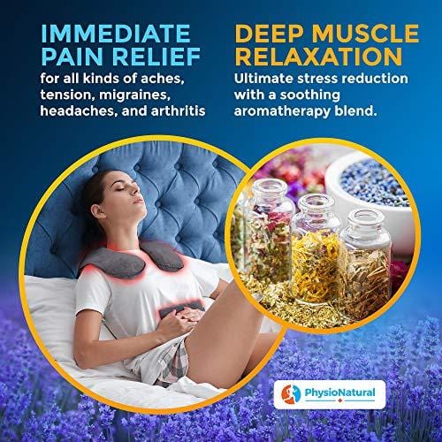 Neck and Shoulder Pain Relief Heating Wrap - Natural Moist Heat Therapeutic Pillow with Herbal Aromatherapy - Instant Relief for Tension and Stress, Migraines, Headaches, Muscle Pain, Stiffness