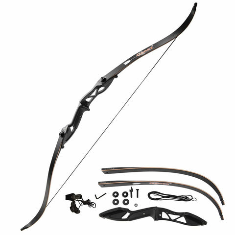 Gonex Takedown Recurve Bow, Hunting Archery Bow Long Bow for Beginner, 56" Right Handed Longbow 40 45 50lb Bow for Adults with Bow String,Black