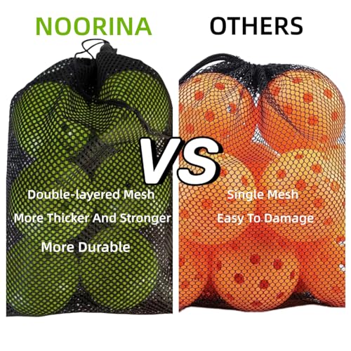 NOORINA Outdoor Pickleball Balls, USAPA Approved, Crack Resistant Seamless Construction, 6 Pack, 40 Holes, Neon Green Pickle Balls with Pickleball Bag, One Year Warranty