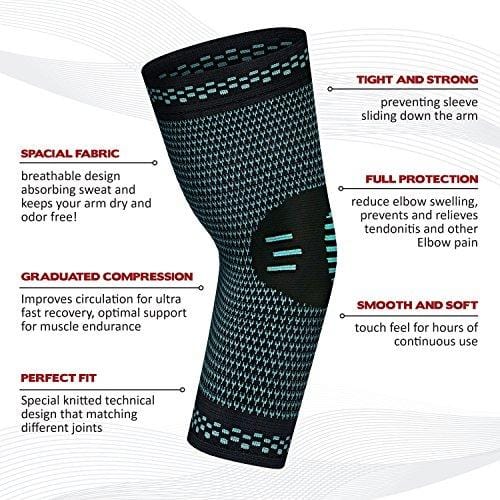 POWERLIX Elbow Brace Compression Support (Pair) - Elbow Sleeve for Tendonitis, Tennis Elbow Brace and Golfers Elbow Treatment, Arthritis, Workouts, Weightlifting – Reduce Elbow Pain