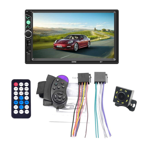Car Stereo with Bluetooth 7 Inch Capacitive Touch Screen Double Din Car Stereo with Backup Camera and Steering Wheel Control Support Daul System Mirrorlink