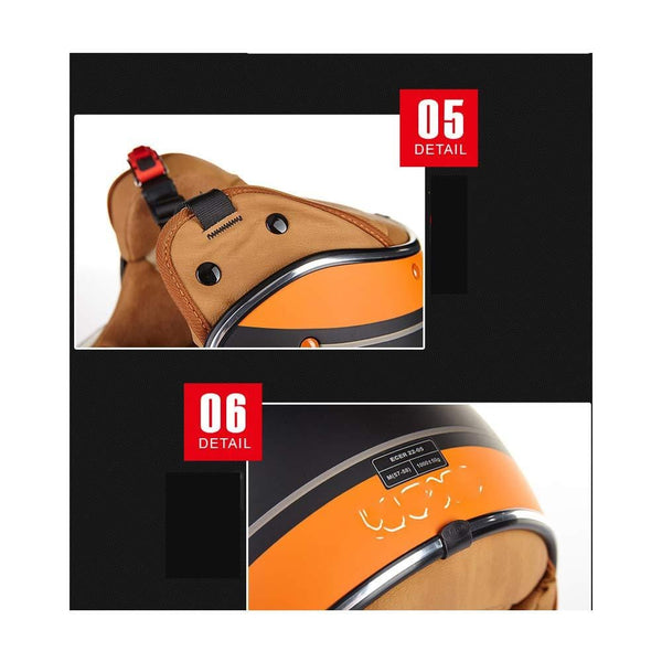 Retro Open Face Motorcycle Helmet,DOT Standard Men and Women Safety Anti-Collision ATV SUV Harley Helmet Four Seasons,L