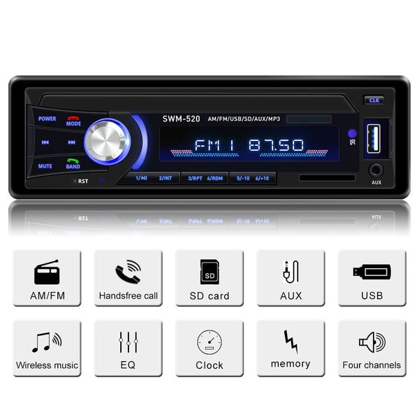 Car Stereo with Bluetooth Single din in Dash, AM FM Car Radio Car Audio Support USB, SD Card,AUX in, with Wireless Remote Control