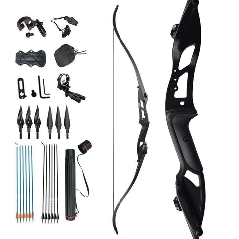 D&Q Takedown Recurve Bow and Arrow Aduilt Set Aluminum Alloy Riser Right Hand for Outdoor Hunting Practice Shooting 30 35 40 45 50lbs