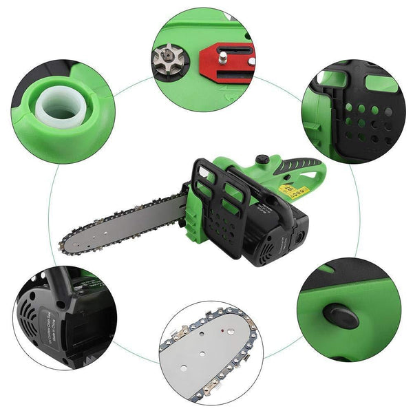 Yosooo 10 ' 18V Cordless Chainsaw, Lithium-ion Cordless Power Tool Electric Chainsaw Chain Garden(US 110V)