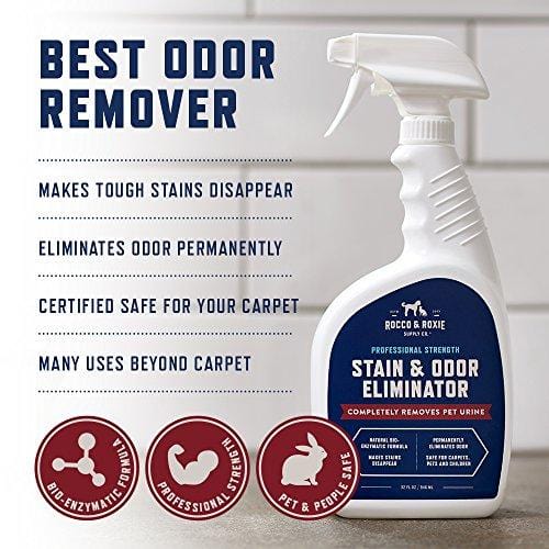 Rocco & Roxie Supply Professional Strength Stain and Odor Eliminator, Enzyme-Powered Pet Odor and Stain Remover for Dogs and Cat Urine, Spot Carpet Cleaner for Small Animal, 32 oz.