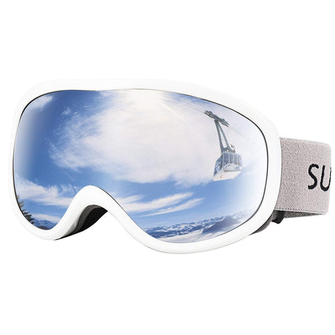 Supertrip Snow Ski Goggles Anti-Fog 100% UV Protection Snowboard Goggles Double Lens Over The Glasses Skiing for Men Women Youth(White)