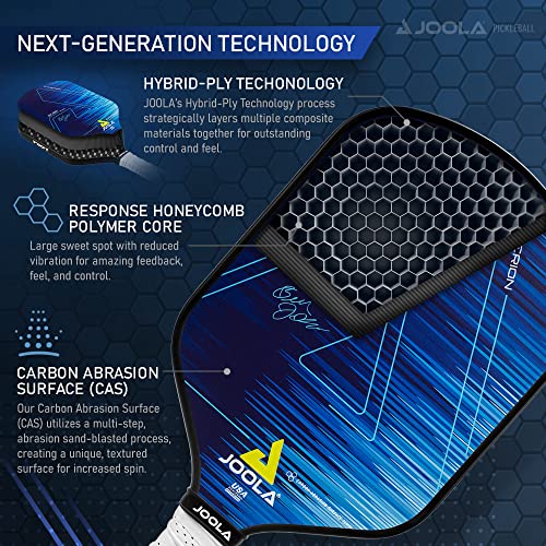 JOOLA Ben Johns Hyperion CAS 16 Pickleball Paddle - Carbon Abrasion Surface with High Grit & Spin, Sure-Grip Elongated Handle, 16mm, with Polypropylene Honeycomb Core, USAPA Approved
