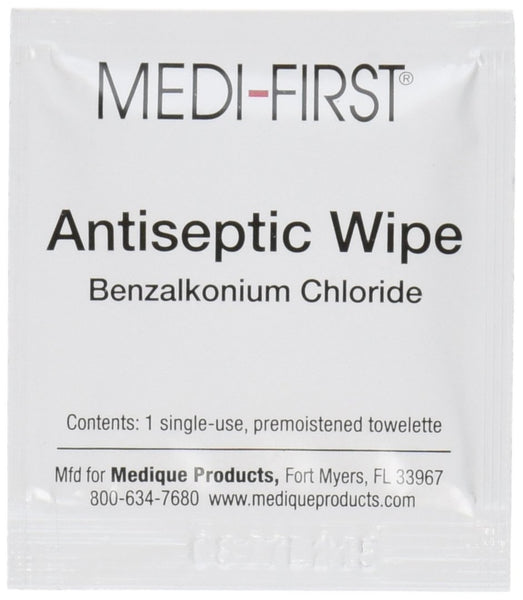 Medi-First Antiseptic Wipes, Benzalkonium Chloride Cleansing Towelettes, 20 Pack - 21471