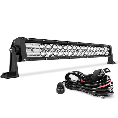 LED Light Bar Curved 22'' (24" with Mounting Bracket) DWVO 300W 8D 48000LM with 8ft Wiring Harness Kit, Off Road Driving Light for Jeep Bumper Trucks Boats ATV Light Bar -2Yr Warranty