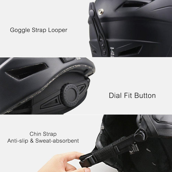 ZIONOR H2 Ski Snowboard Helmet Certified Quality for Men Women with Ventilation Control and Comfortable Liner Black (Medium)