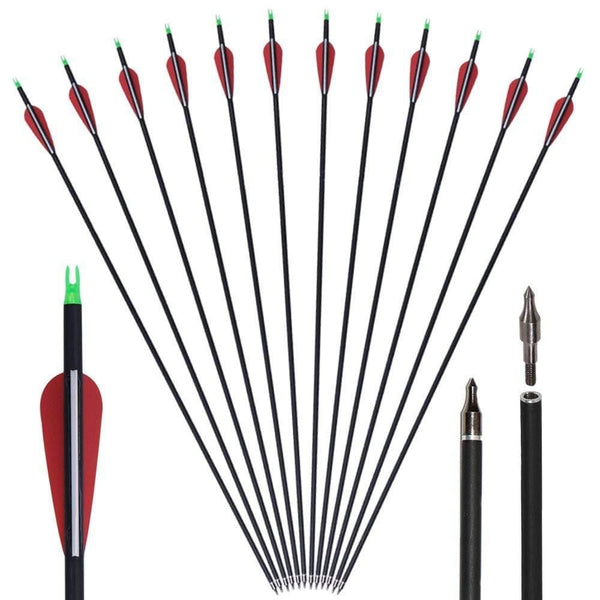 GPP Carbon 30-Inch Arrows with Field Points Replaceable Tips (12 Pack) for Recuve Bow & Compound Bow