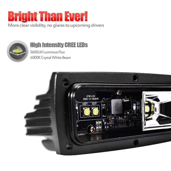 Flush Mount LED Pods, SS VISION 2Pcs 6.7 Inch 40W 3600LM Flood CREE LED Work Light Bar - Off Road Backup Reverse Lights for Jeep ATV UTV SUV Bumper Truck Boat