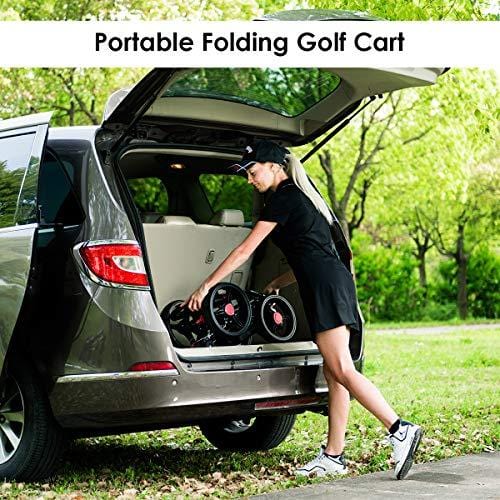 Tangkula Golf Push Cart 4 Wheels Folding with Umbrella Scorecard Drink Holder Golf Pull Cart