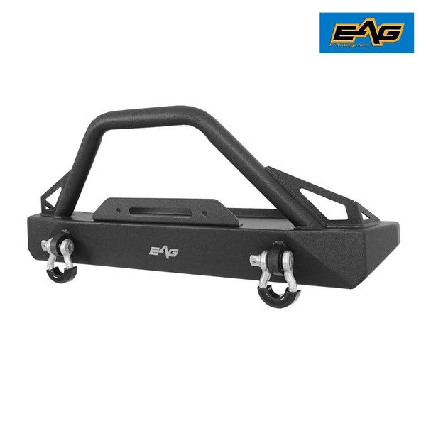 EAG Front Bumper with D-Rings and Winch Plate Fit for 87-06 Jeep Wrangler TJ YJ