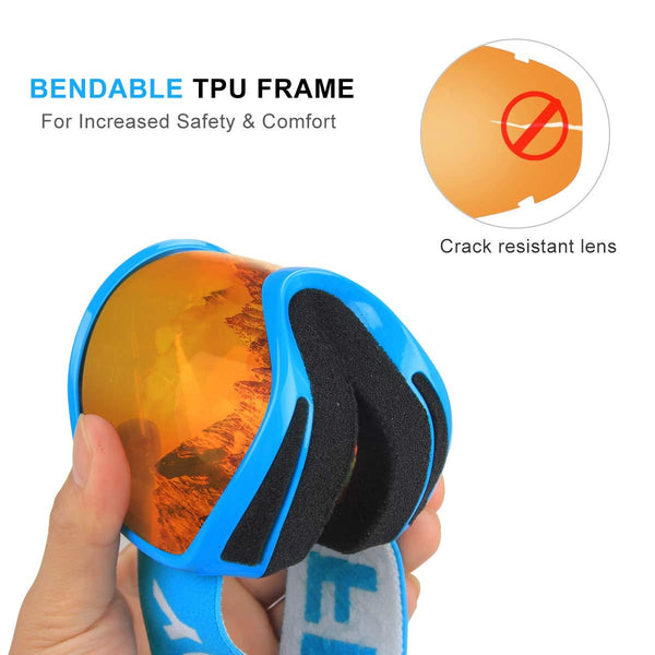 findway Kids Ski Goggles, Kids Snow Snowboard Goggles for Boys Girls Toddler Age 3-8 4-7,Helmet Compatible,Anti Fog Double-Layer Lenses,100% UV400 Protection,Non-Slip Strap