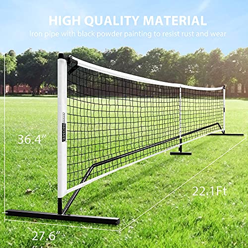 VIVOHOME Portable 22FT Picklenet Pickleball Net Set System with Metal Frame Stand and Strong PE Net with Carrying Bag for Kids Volleyball, Tennis, Pickleball, Soccer