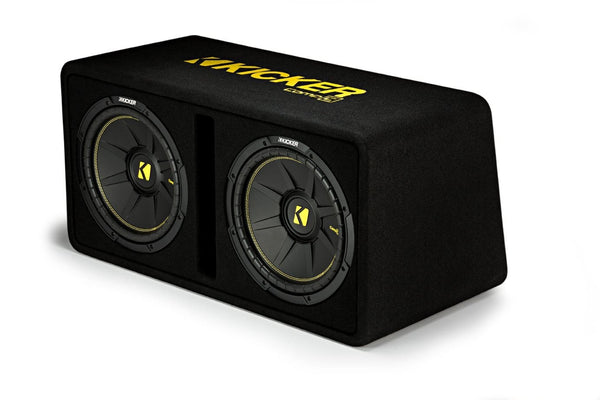 Kicker Dual 12-Inch 1200 Watt 2 Ohm Vented Loaded Subwoofer Enclosure, 44DCWC122,Black,31.88 x 13.2 x 17.25 x 16 inches