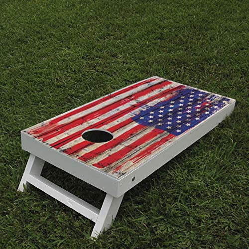 Cornhole Board Skin Wrap Decal - Vinyl Tournament Corn Hole Bean Bag Toss Sticker - Weather Resistant USA Flag Board Game - For Children Adults Colleges Festivals & Bars - 24.5x48.5 (USA)