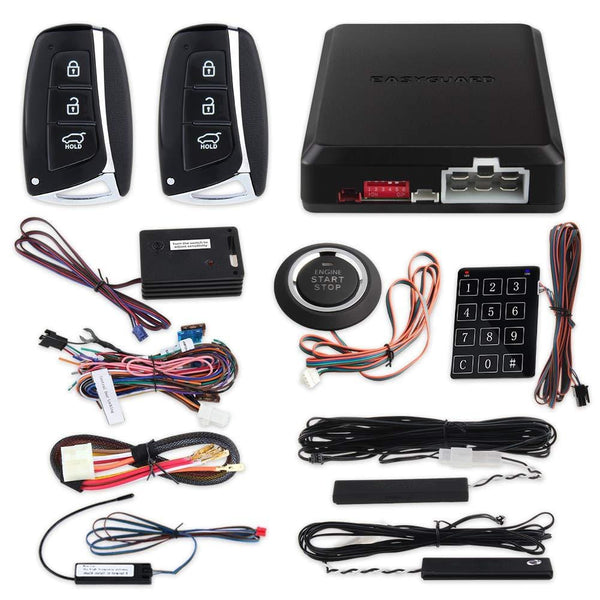 EASYGUARD EC002-HY-NS Smart Key PKE car Alarm System with keyless Entry Remote Engine Start Stop Engine Start Stop Button Touch Password keypad Shock Alarm Warning