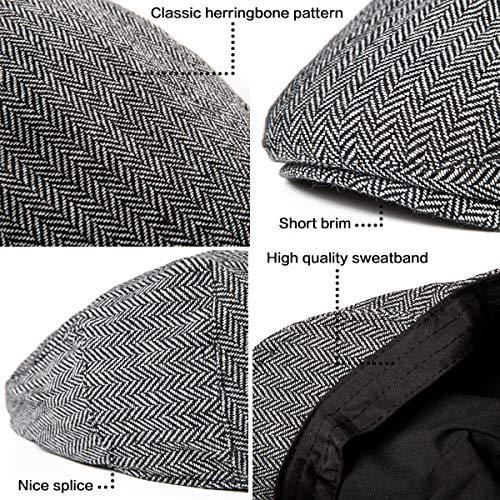 LADYBRO Black+Grey Tweed Newsboy Cap - Retro Wool Hat for Men Flat Cap Ivy Hat Cap Golf Hat 2Pack [product _type] LADYBRO - Ultra Pickleball - The Pickleball Paddle MegaStore