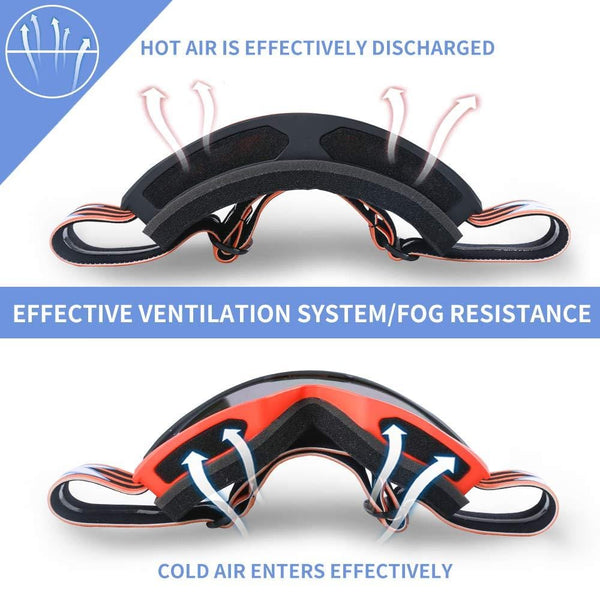 XR Ski Snowboard Goggles Anti-Fog UV Protection HD Cylinder Lens Over Glasses Non-Slip Strip Snow Goggles for Men&Women (Red)