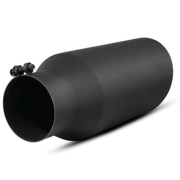 AUTOSAVER88 4 Inch Inlet Black Exhaust tip, 4 x 6 x 15 Inches Universal Stainless Steel Diesel Exhaust Tailpipe Tip for Truck Cars, Bolt/Clamp On Design