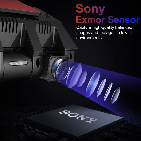 Pruveeo C2 Dash Cam with Infrared Night Vision, Dual 1080P Front and Inside, Dash Camera for Cars Uber Truck Taxi