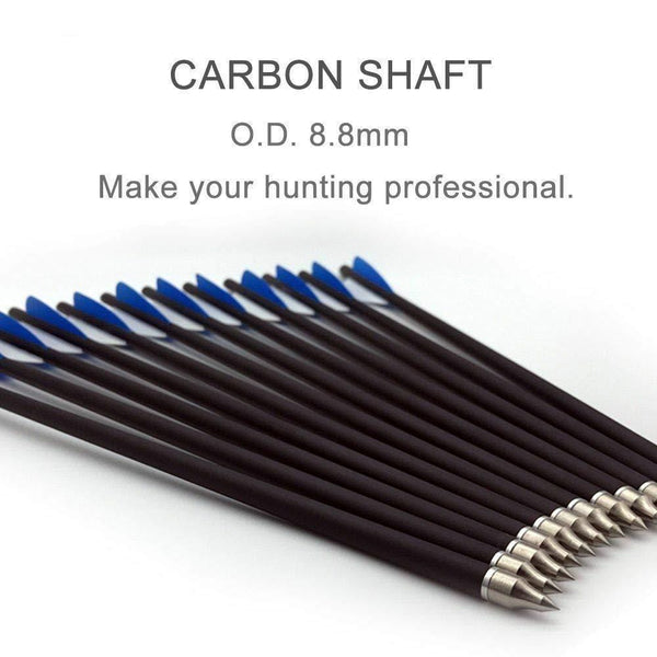 Jocoo 20" Carbon Crossbow Bolts Hunting Archery Arrows with 4" vanes and Replaced Arrowhead/Tip (12 Pack)