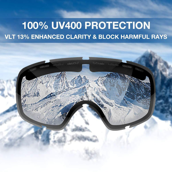 MARSQUEST Ski Goggles for Men Women - Anti-Fog Snowboard Goggles with Fast Dry Foams, UV400 Protection, Helmet Compatible Snow Goggles with Double Lens, Durable TPU Frame for Safety