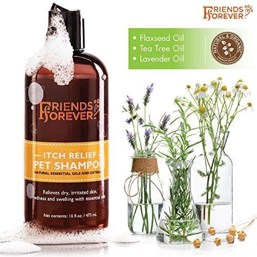 Friends Forever Natural Dog Shampoo for Dry Itchy Skin - Oatmeal Aloe Vera Pet Shampoo for Dog Wash with Flaxseed, Tea Tree and Lavender Oil
