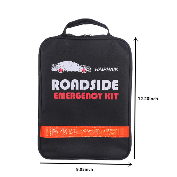 HAIPHAIK Emergency Roadside Toolkit - Multipurpose Emergency Pack Car Premium Road Kit Essentials Jumper Cables Set 11.8 Foot (Upgrade) Emergency Roadside Kit 124 Pieces
