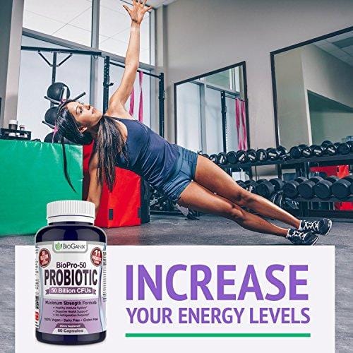 Probiotic BIOPRO 50 Billion CFU with 11 Strains + Prebiotic Supplement for Women, Men & Children | Guaranteed Potency - Shelf Stable Acidophilus Probiotic | Vegan, Dairy Free | 30 Veggie Capsules